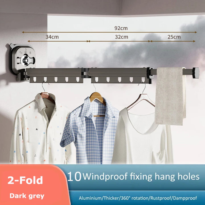 Wall Mounted Clothes Hanger Foldable Telescopic Coat Hangers No Punching Clotheshorse Indoor Balcony Simple Drying Clothe Rack