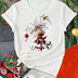 Women's Christmas Reindeer Print T Shirt Casual O-neck Short Sleeve T-Shirt Cute T-shirt Black Suitable All Seasons Tshirt Tops