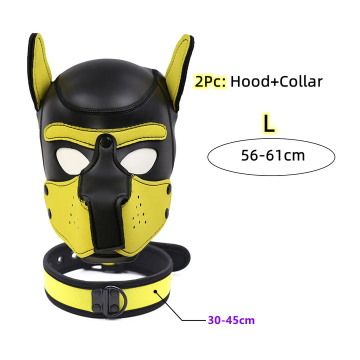 Puppy Cosplay Costumes of XL Code Brand New Increase Large Size Padded Rubber Full Head Hood Mask with Collar for Dog Roleplay