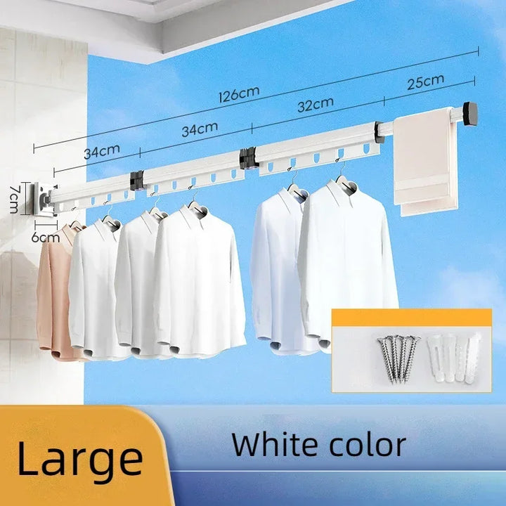 Folding Clothes Hanger Wall Mounted Retractable Cloth Drying Rack Indoor Outdoor Space-saving Aluminum Alloy Laundry Clothesline