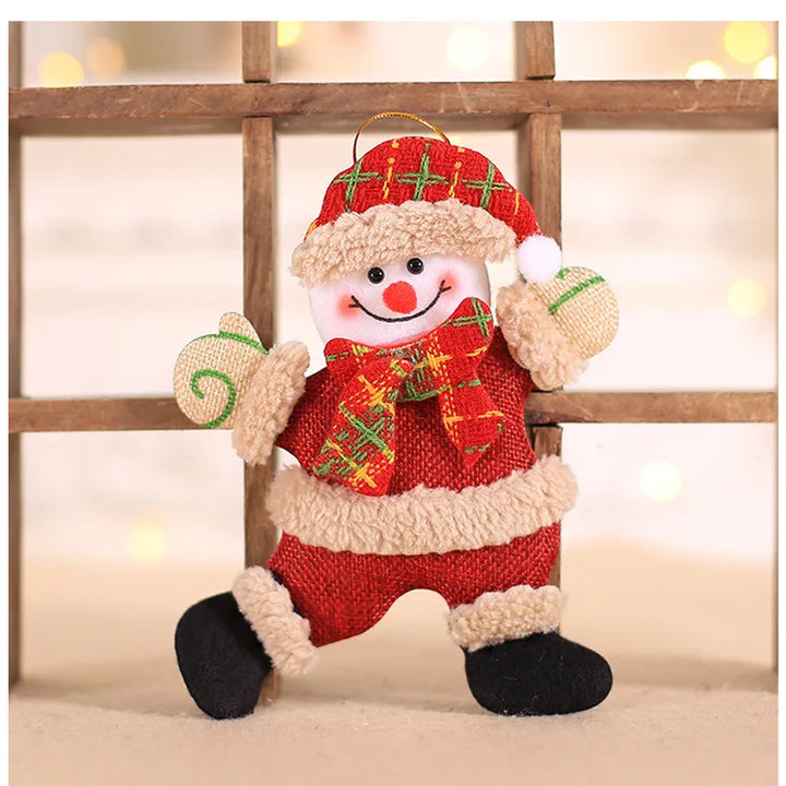 2024 Christmas Decorations Christmas Tree Accessories Christmas Fabric Doll Pendants Dancing Old Man Snowman Doll Pendants