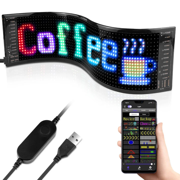 Scrolling Advertising LED Sign USB 5V Bluetooth App Control Logo Light Custom Text Pattern Animation Programmable Display Car