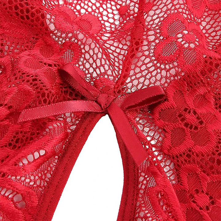 Hot Erotic Crotchless Lingerie Women Lace Hollow Bra Sexy Costume Transparent Bralette Teddy Bodysuit Deep V Open Bras Underwear