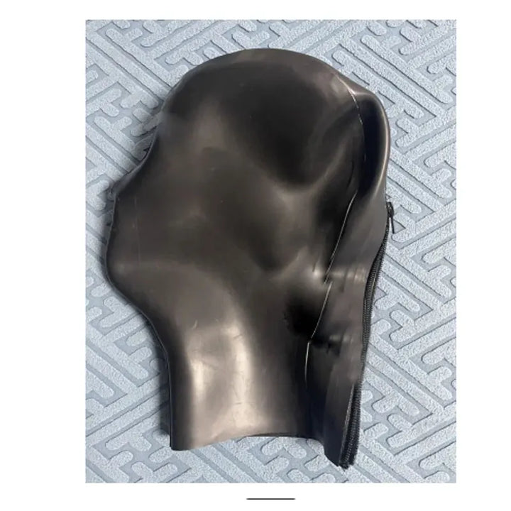 Latex Fetish Hood Full latex hood  eyes closed mouth closed back zip Rubber mask 0.4 0.6 0.8 1.0 thickness can be selected