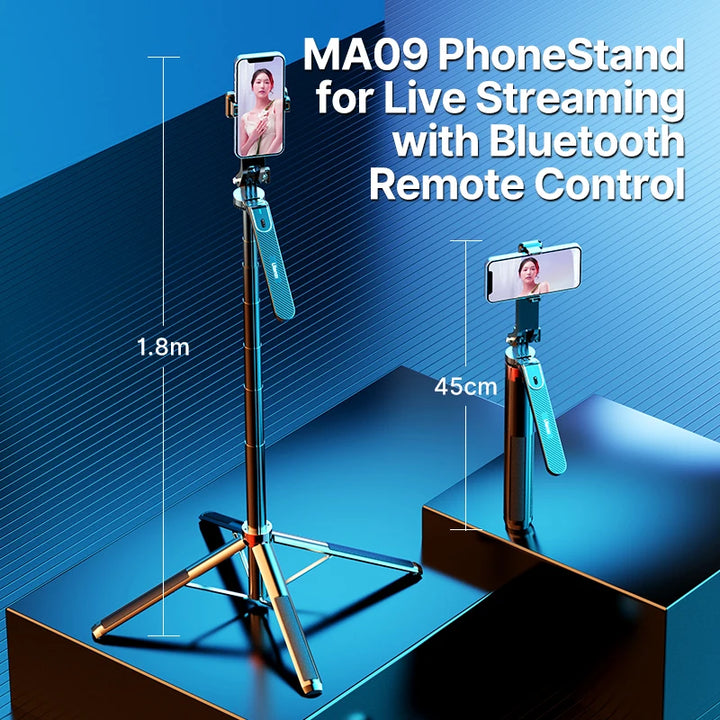 Ulanzi MA09 Smartphone Tripod Bluetooth Selfie Stick Desktop Tripod  for iPhone 12 13 14 GoPro Card Camera Live Streaming Video