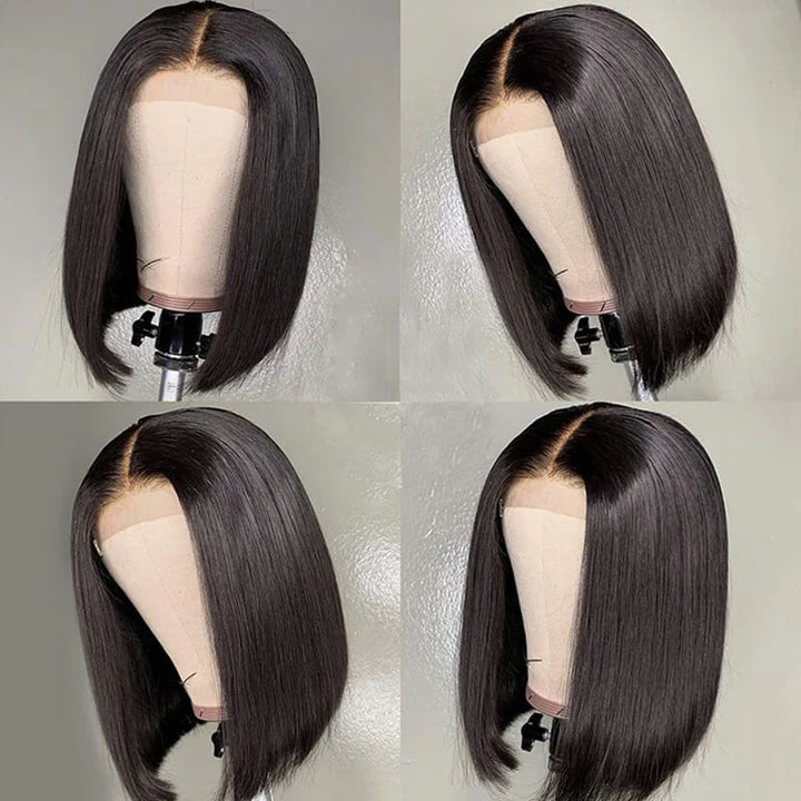 Bob Wig For Women Human Hair Wigs 180% Density Black Short Straight Bob Wig 4x4 Lace Wig 100% Remy Human Hair