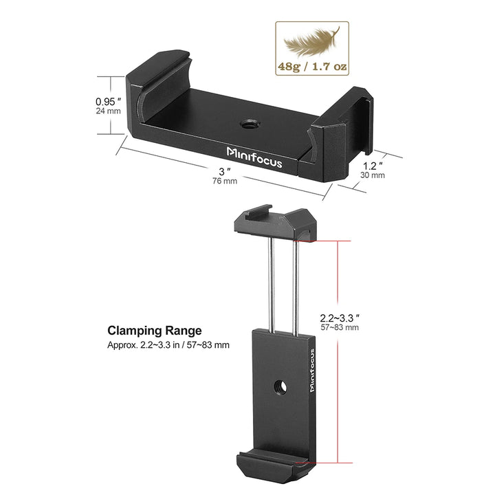 Mobile Phone Holder Clamp Phone Clip Tripod Mount with Cold Shoe Adapter for iphone Smartphone Vlog Shooting Video LED Light Mic