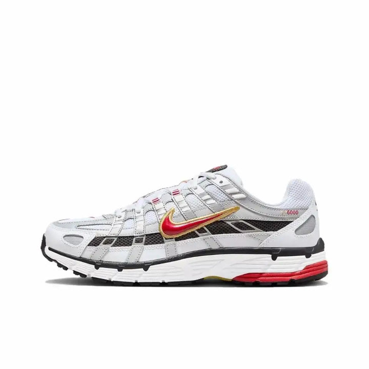 NIKE P-6000 Metallic Silver PRM NA Men's Sports Shoes Training Low Top Breathable Plaid Lightweight Running Shoes Casual Shoes