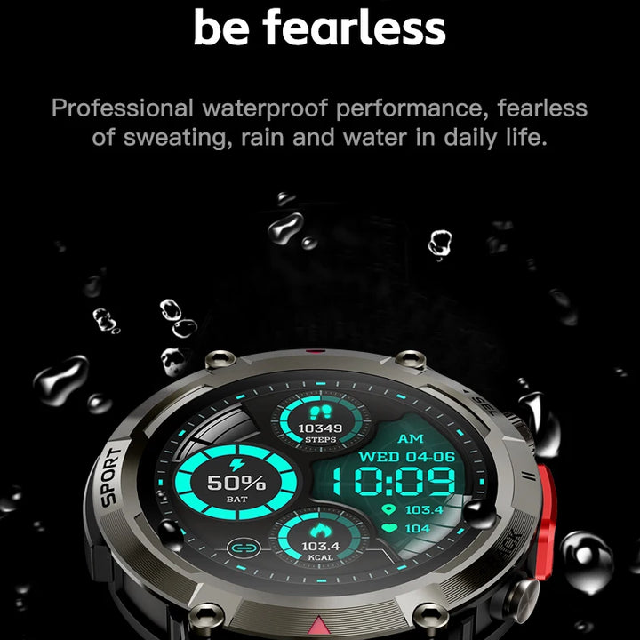 PENGAGAR Outdoor Smart Watch Men LED Light AMOLED HD Screen Sports Fitness Tracker Bluetooth Call Smartwatch 2024 New