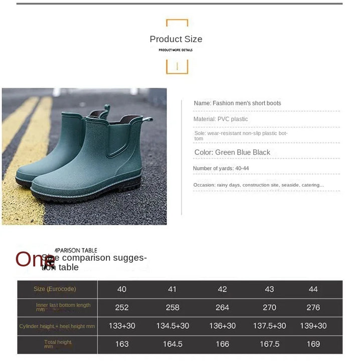 New ，outdoor ，rain boots men's fashionable waterproof shoes men's waterproof boots thick-soled fishing rubber shoes four seasons