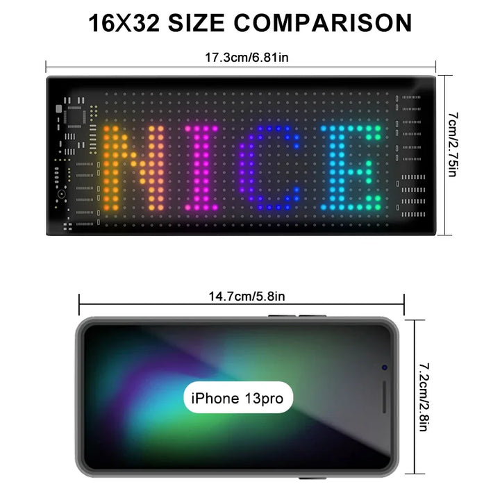 Flexible Addressable RGB LED Matrix Pixel Panel Scrolling Text Animation APP&Remote Control Pattern Display Customizable Sign