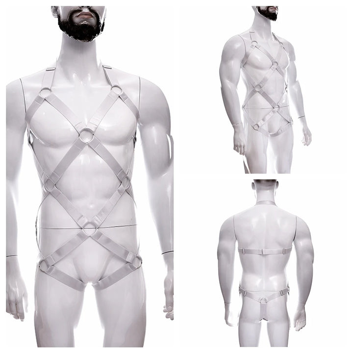 Male Full Body Harness Cage Adjust Set Mens Gay Hollow Elastic Bondage Harness Sexy Lingerie Fetish Nightclub Costume