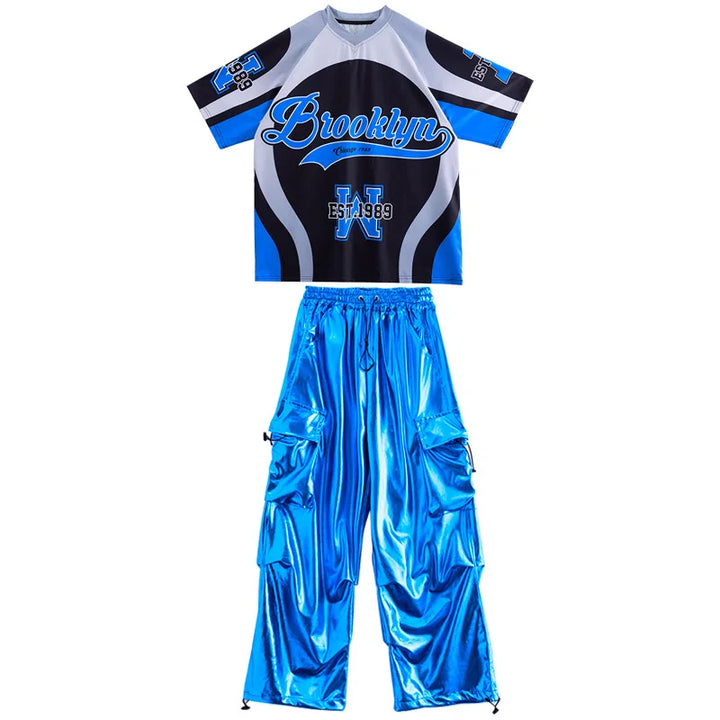 Girls Costume Summer Chidren Hip Hop Costume Streetwear Set Jazz Performance Costume Girls Fashion Suit