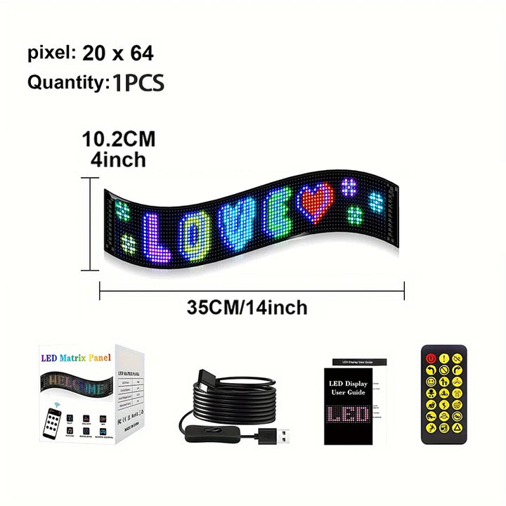 LED Matrix Pixel Panel, Scrolling Bright Advertising LED Signs, Flexible USB 5V LED Car Sign Bluetooth App Control