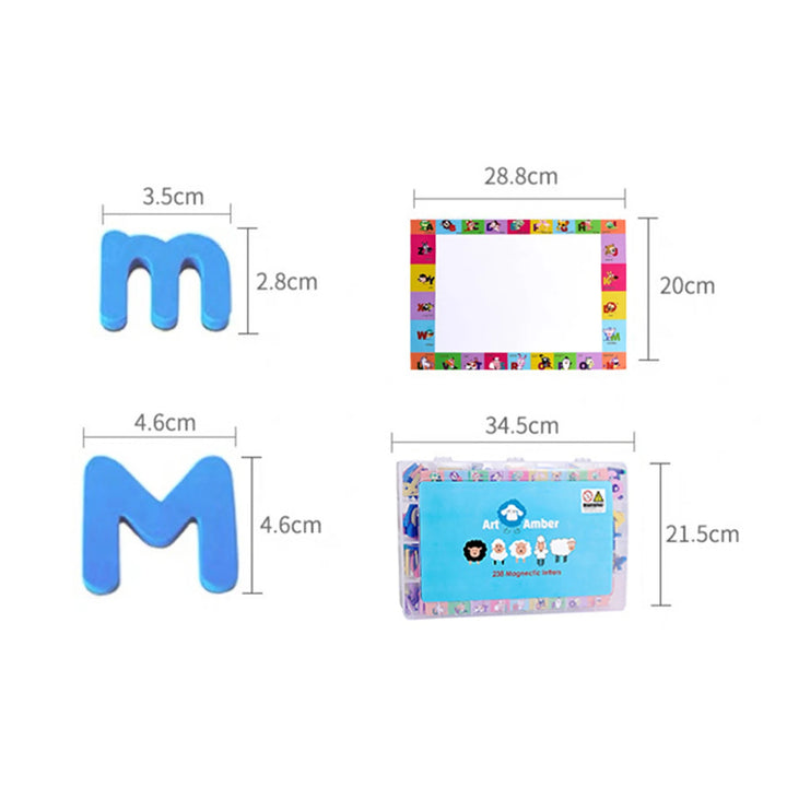 Magnetic Letters Kit Alphabet Magnets Toy 238 Pcs ABC Foam Large Double-Side Magnet Board Pen Board Eraser & Storage Box