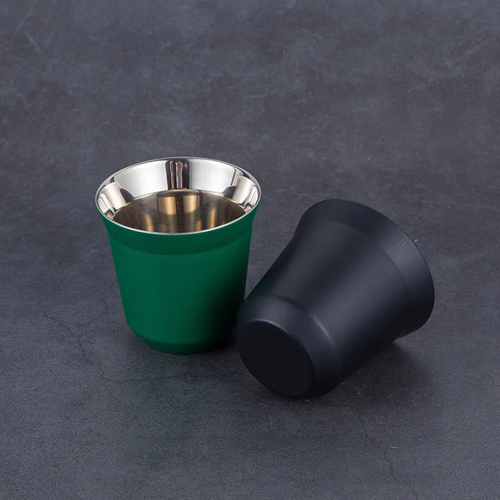 304 Stainless Steel Double-layer Coffee Cups, Insulated Tea and Water Cups, Beer Cups, Capsule Coffee Cups