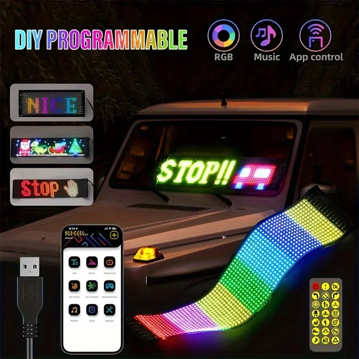 Flexible Addressable RGB LED Matrix Pixel Panel Scrolling Text Animation APP&Remote Control Pattern Display Customizable Sign