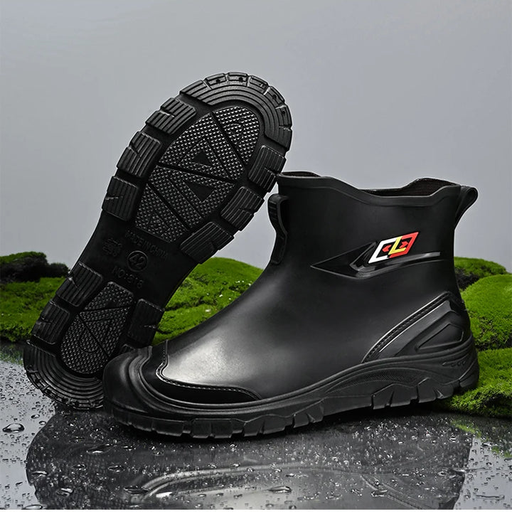 Men's Waterproof Rain Bootssingle Shoes Wear-resistant Mid-tube Rain Boots=Buataisí Báistí Na Bhfear=botas De Lluvia Para Hombre