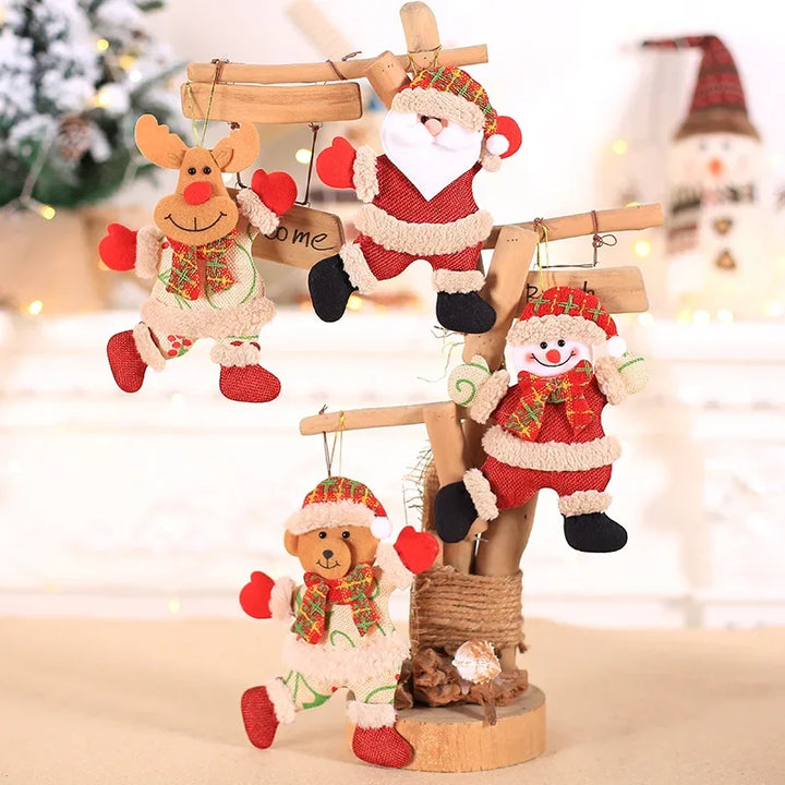 2024 Christmas Decorations Christmas Tree Accessories Christmas Fabric Doll Pendants Dancing Old Man Snowman Doll Pendants