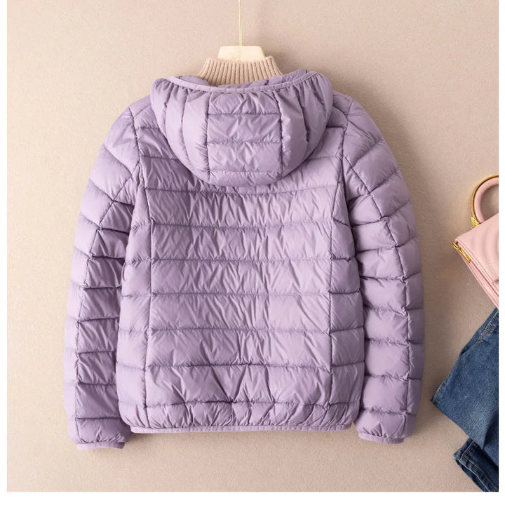 Women Autumn Down Jacket 2022 New Arrivals  90%  White Duck Down Ultra Light Fashion Hooded Keep Warm  Puffer Jacket