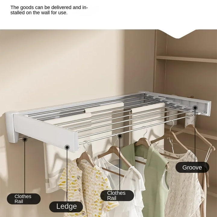 Invisible Towel Rack for Bathroom and Balcony - Foldable, Wall-Mounted, Retractable Drying Rack for Indoor Use