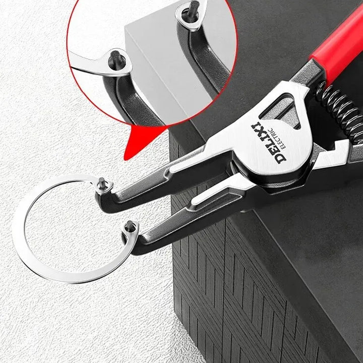 DELIXI ELECTRIC 5-In Circlip Pliers,Needle nose Pliers，Retaining Ring Pliers，for Removing Installing Puller Locking Rings Shafts