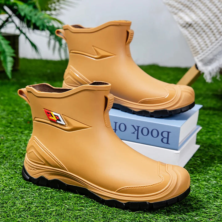 rain boots， for men,2024， new ，waterproof shoes, outdoor water boots, kitchen non-slip work rubber shoes, cotton warm rain boots