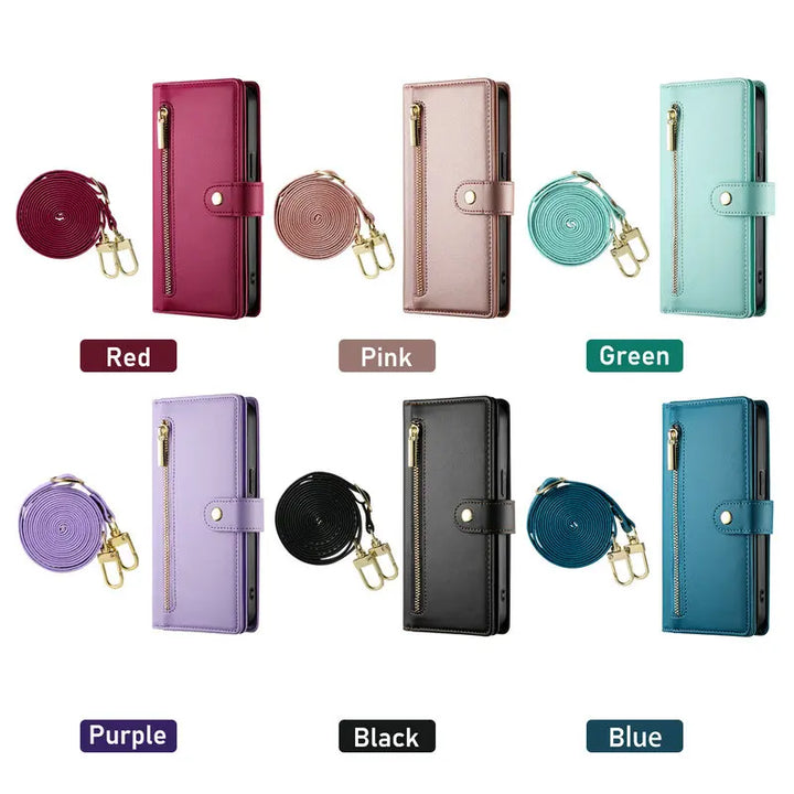 Zipper Leather Flip Case for Xiaomi Poco X6 Pro 5G Luxury Cover Mi Phone Poco F6 M6 Pro X 6 F 4G Magnet Book Funda Crossbody Bag