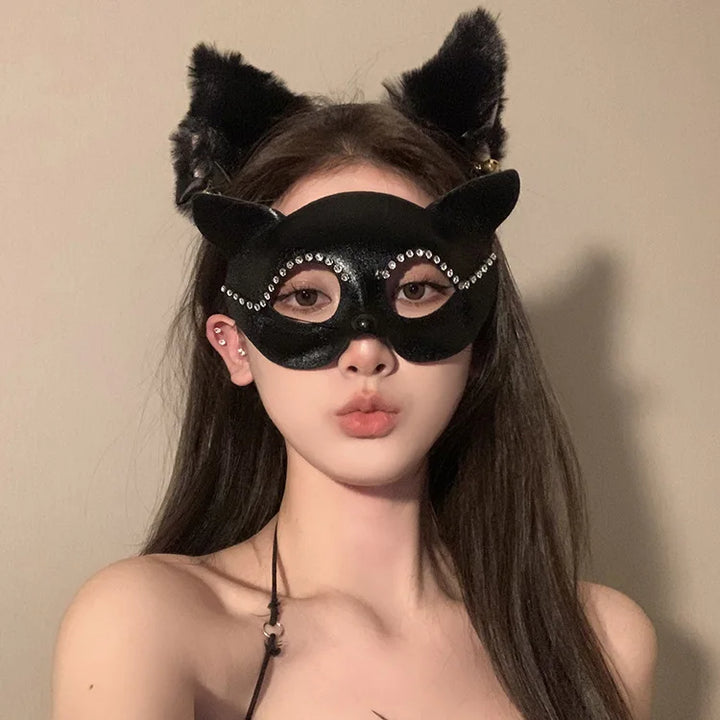 Sexy Lace Mask Women Cat Cosplay Supplies Dance Party Performance Masquerade Fox Mask Couple Animal Face Decor Eyes Accessories