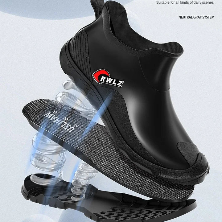 Rain Boots for Men Fashionable All-season Non-slip Waterproof Rubber Shoes for Fishing Work, Car Wash Wear-resistant Water Boots