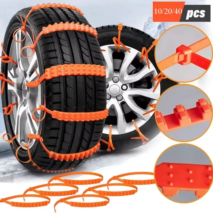 10-40PCS Car Tire Chains Anti-Skid Tyre Cable Ties Motorcycle Auto Outdoor Snow Tire Tyre Anti Skid Chain Emergency Accessories