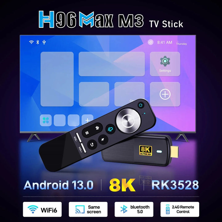 H96 Max M3 smart TV stick 8K Android 13 5G wifi6 voice control rk3528 Android HD TV box 2GB 16GB OTA BT 5.0 media player IPTV