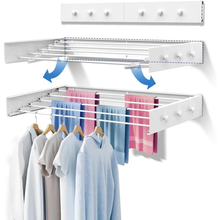 Laundry Drying Rack Collapsible,Wall Mounted Clothes Drying Rack Foldable,Indoor Drying Rack Clothing- 23.6" Wide 4 Aluminum