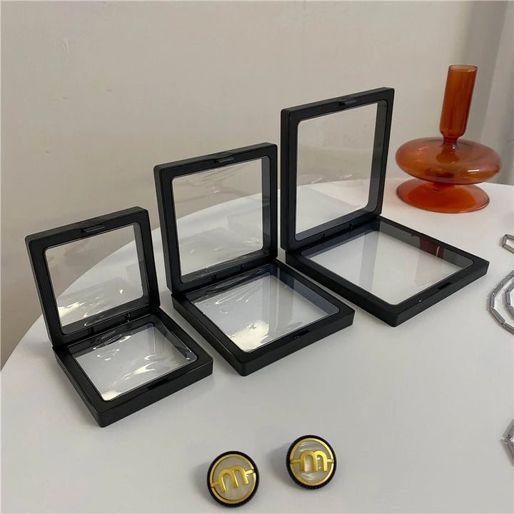 3D Floating Picture Frame Shadow Box Jewelry Display Stand Ring Pendant Holder Protect Jewellery Stone Presentation Case