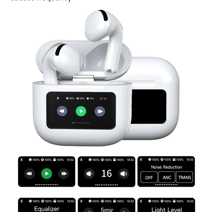 New TWS AI Intelligence Noise Reduction Wireless Headphones LED Touch Screen Earphone Bluetooth 5.4 Headset for Iphone Android