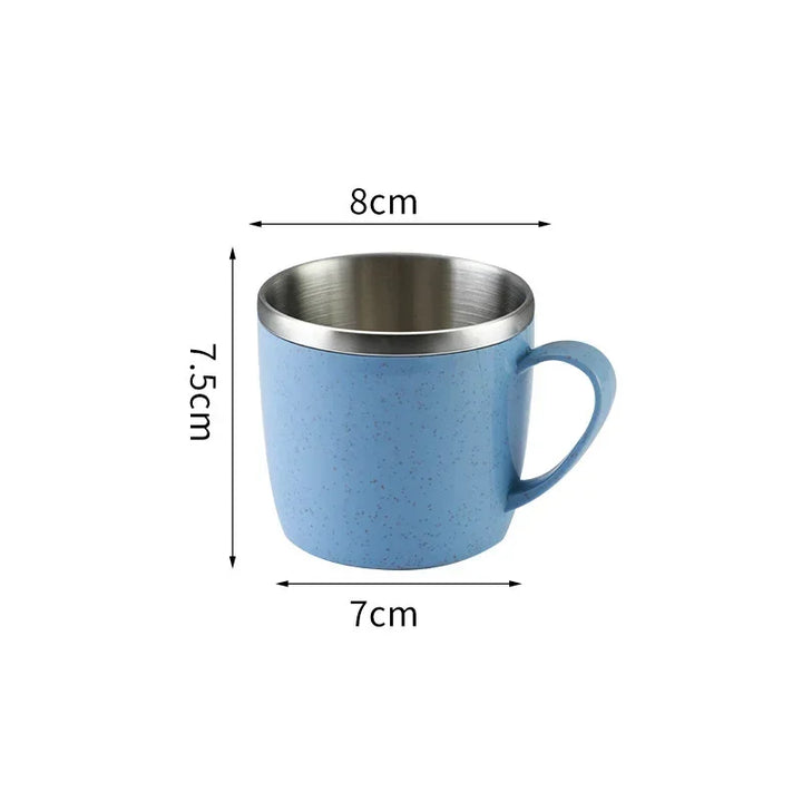 1PC Household Anti-scalding and Anti-falling Coffee Milk Cup Tea Cup Stainless Steel Straw Element Small Water Cup