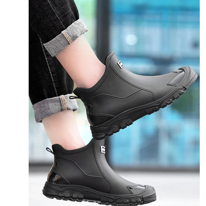 New Winter Cotton Mans Shoes Casual Men's Rain Boots Pvc Waterproof Rubber High Quality Mens Chef Fishing Shoes Size Plus 39-48