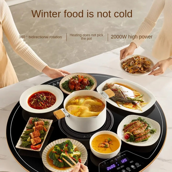 Hot Pot Dishes Warming Plate Household Dining Table Electric Rotating Plate Food Insulation Board Dishes Warming Keeping Plate