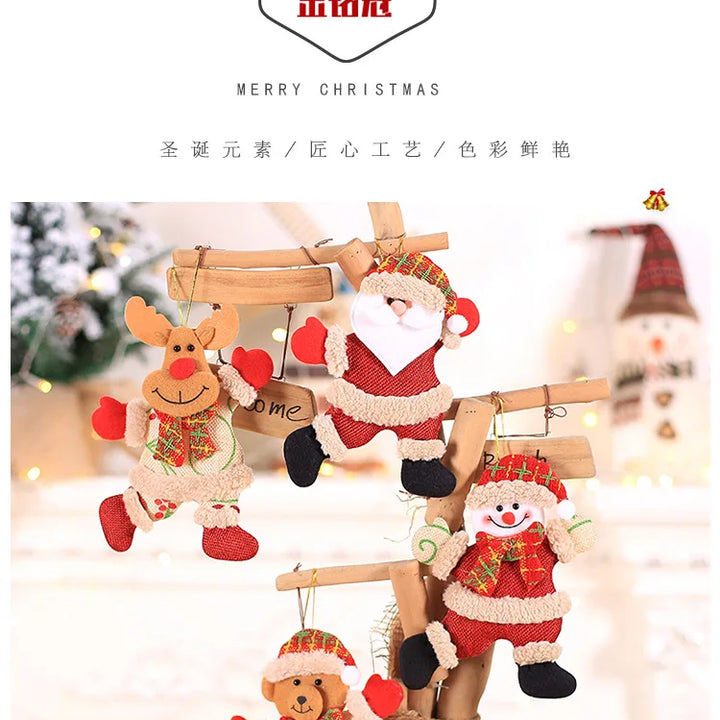 2024 Christmas Decorations Christmas Tree Accessories Christmas Fabric Doll Pendants Dancing Old Man Snowman Doll Pendants