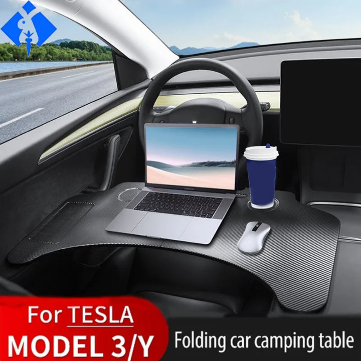 For Tray Table For Tesla Model 3 Model Y Folding Car Steering Wheel Board Laptop Foldable Desk Mount Eating Drinks Tray Holder