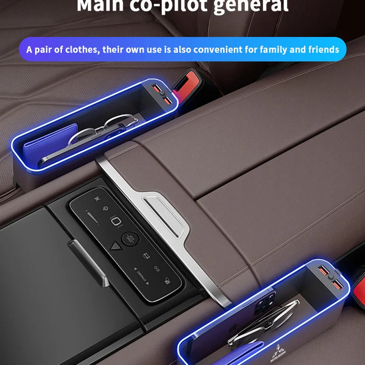 Car Seat Gap Organizer USB Charging Multifunction Storage Box For Mitsubishi Outlander Pajero Lancer EX Evolution X Ralliart Asx