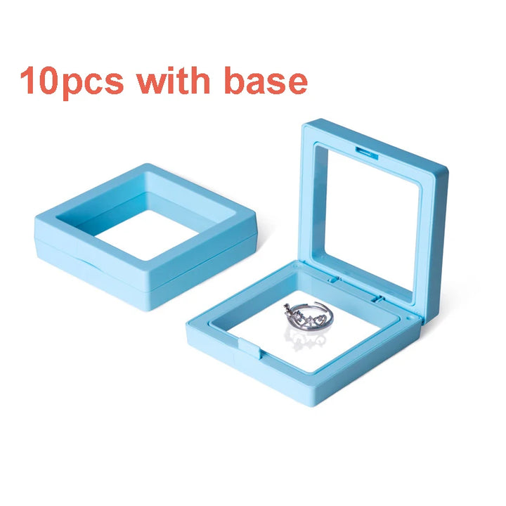 10pcs Display Box 3D Floating Frame Jewelry Display Stand Shadow Gift Box Ring Pendant Holder Jewellery Stone Presentation Case