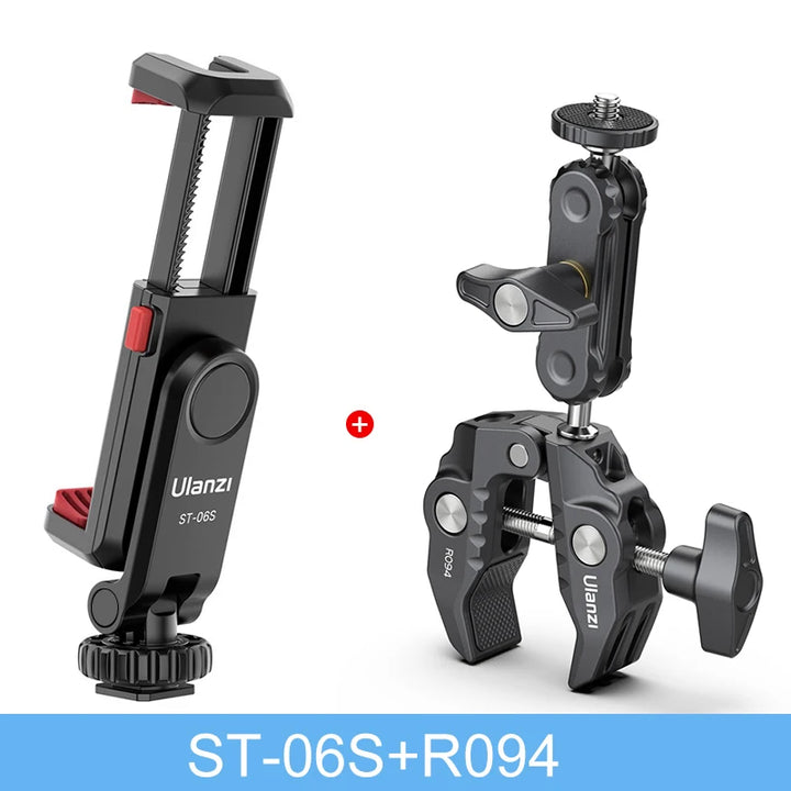 Ulanzi ST-06S Vertical Shooting Phone Mount Holder DSLR Camera Monitor Mount Tripod Mount Clamp for Smartphone Vlog Shooting