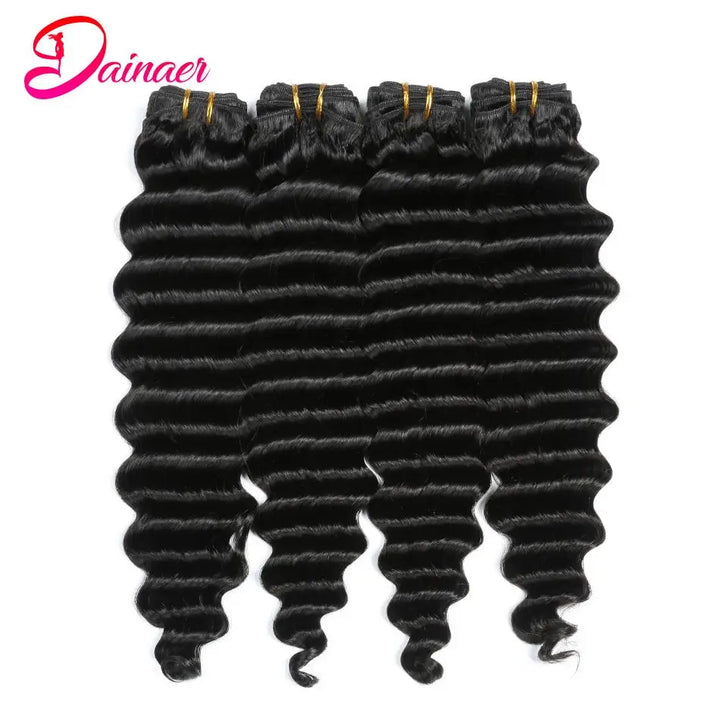 Deep Wave Bundles With Closure Brazilian Human Hair Weave Bundles With Closure Deep Wave Hair 4Bundles With 4x4 Lace Closure