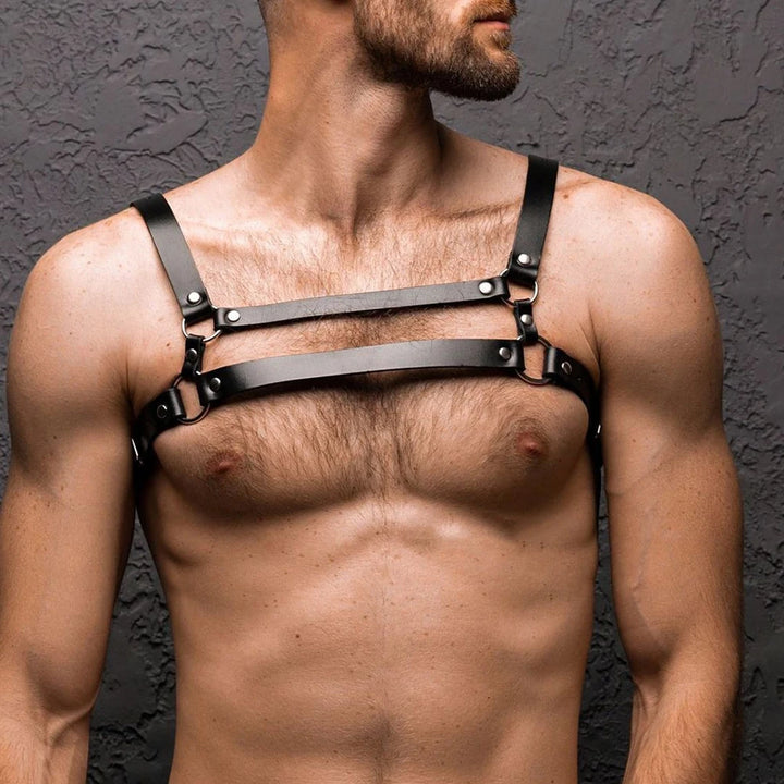 Men PU Leather Sexy Chest Body Harness Corset Straps Lingerie Bondage Clubwear Costume Casual Tight Fitting Erotic Men's Tops