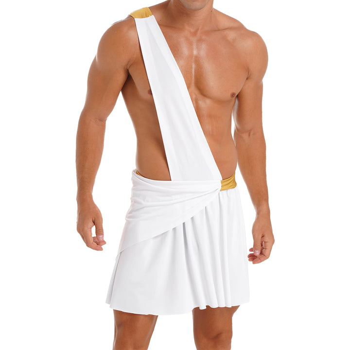 Men's  Ancient Greek God Halloween Party Costume Cosplay One Shoulder Strap Skirts Knight Warrior Theatrical Performance Outfit