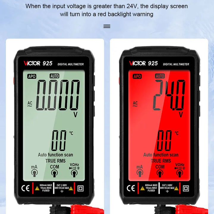 Victor 925 Digital Multimeter Full Screen 10000 Counts LCD Display NCV Diode 500mAh Lithlum Battery Frequence New Smart Tester