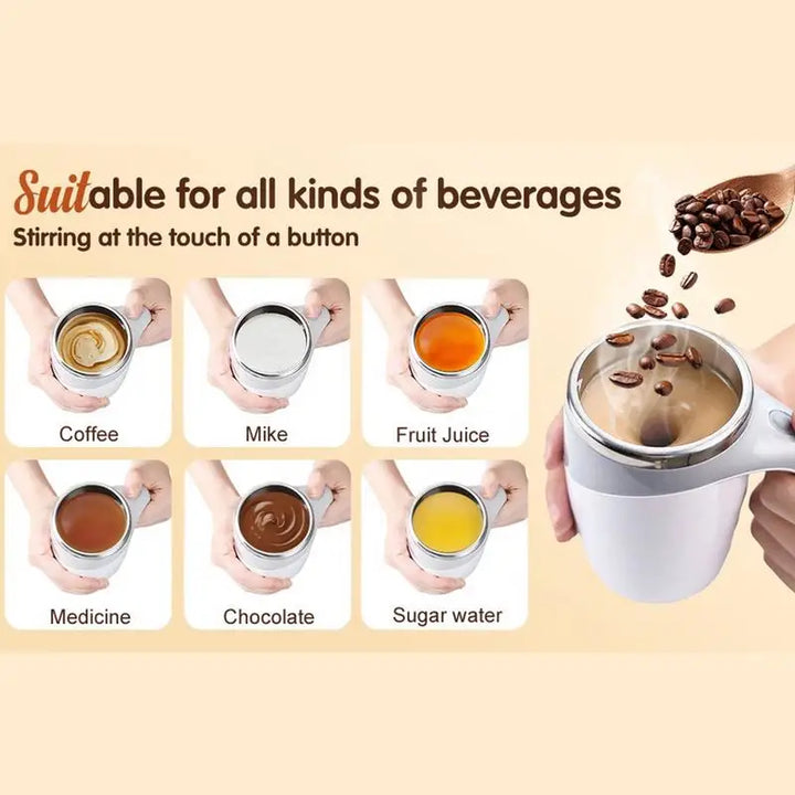 380ml Automatic Self Stirring Mug Coffee Milk Fruits Mixing Cup Electric Stainless Steel Lazy Rotating Mug Magnetic Stirring Cup