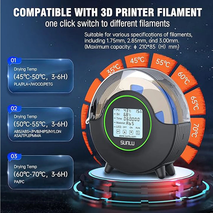 SUNLU 3D Filament Drying Box Filaments Storage Holder FDM 3D Filament Dryer FilaDryer S2 Fast Shipping