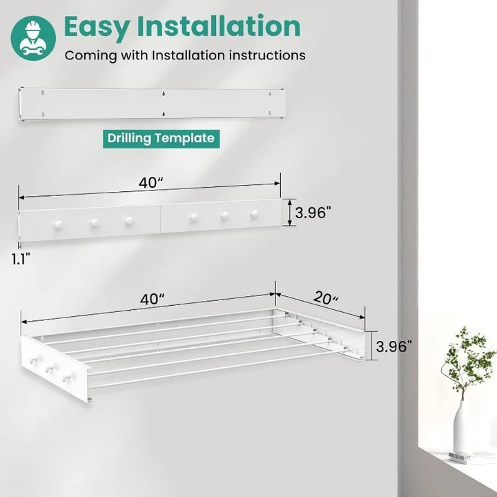 Laundry Drying Rack Collapsible,Wall Mounted Clothes Drying Rack Foldable,Indoor Drying Rack Clothing- 23.6" Wide 4 Aluminum